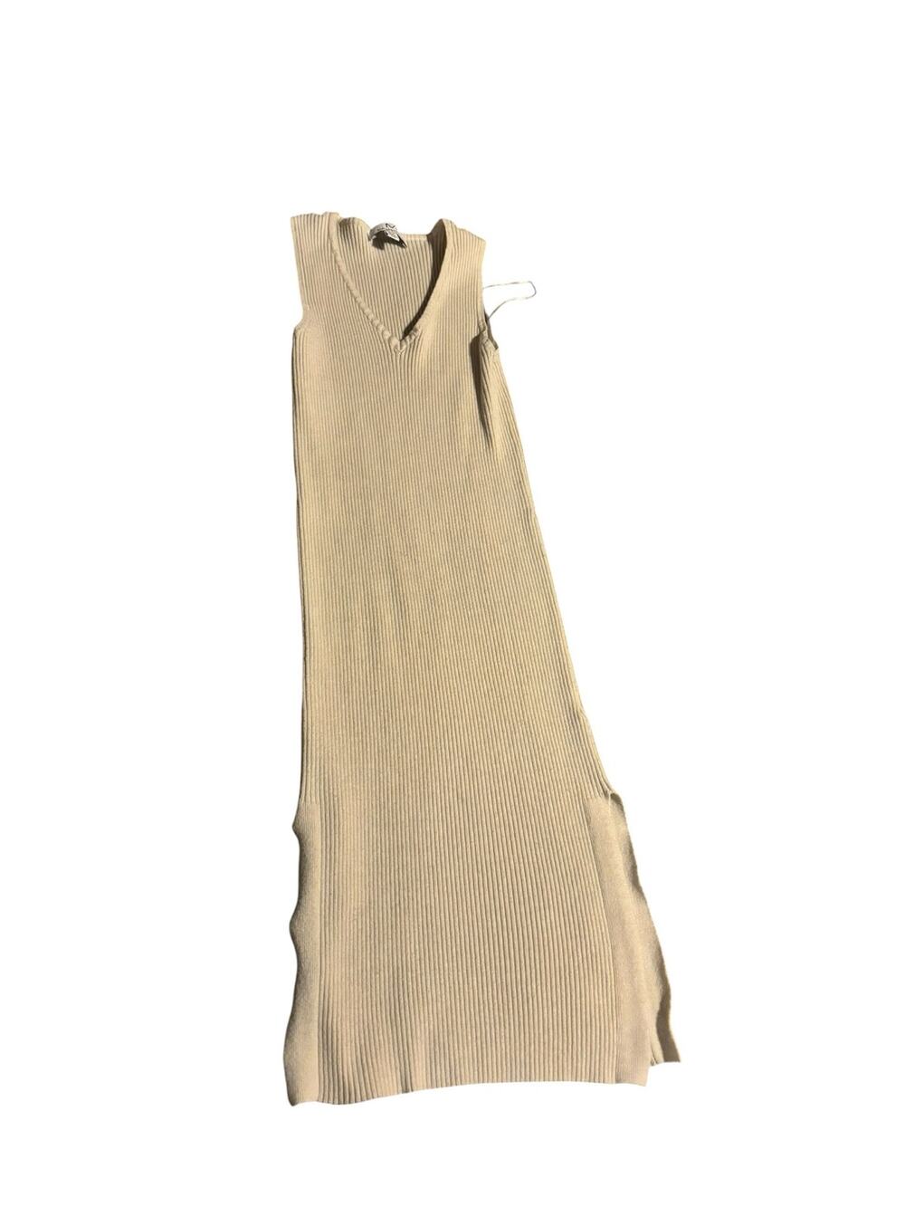 M Magaschoni Cream Ribbed Midi Dress Size M